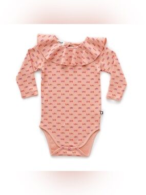 Oeuf
Ruffle Collar Onesie-Peony size 6-12 m
